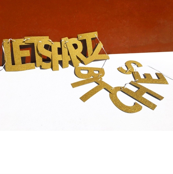 NIB Glitter Gold Alphabet Let's Party Banner for Bachelorette Party Decoration - Picture 3 of 7